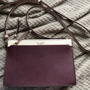 Kate spade crossbody maroon and cream color